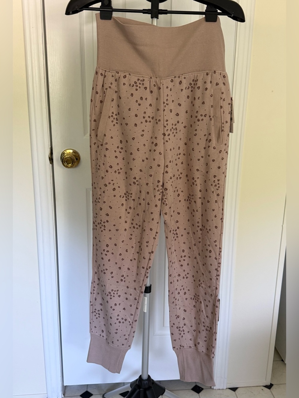 Hippie Rose Dusty Pink Printed High-Waist Jogger Pants